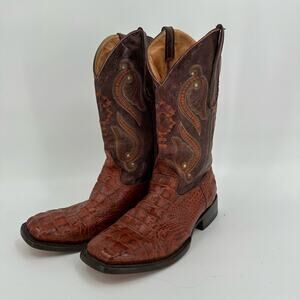 Veari Hornback Crocodile Cowboy Boots Mens Size 11 Buitre Rodeo Western FLAW